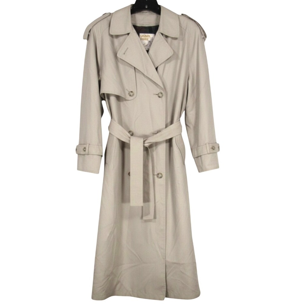 LONDON TOWNE PETITE Removable Liner BUTTON-DOWN Pockets TRENCH COAT JACKET 14P